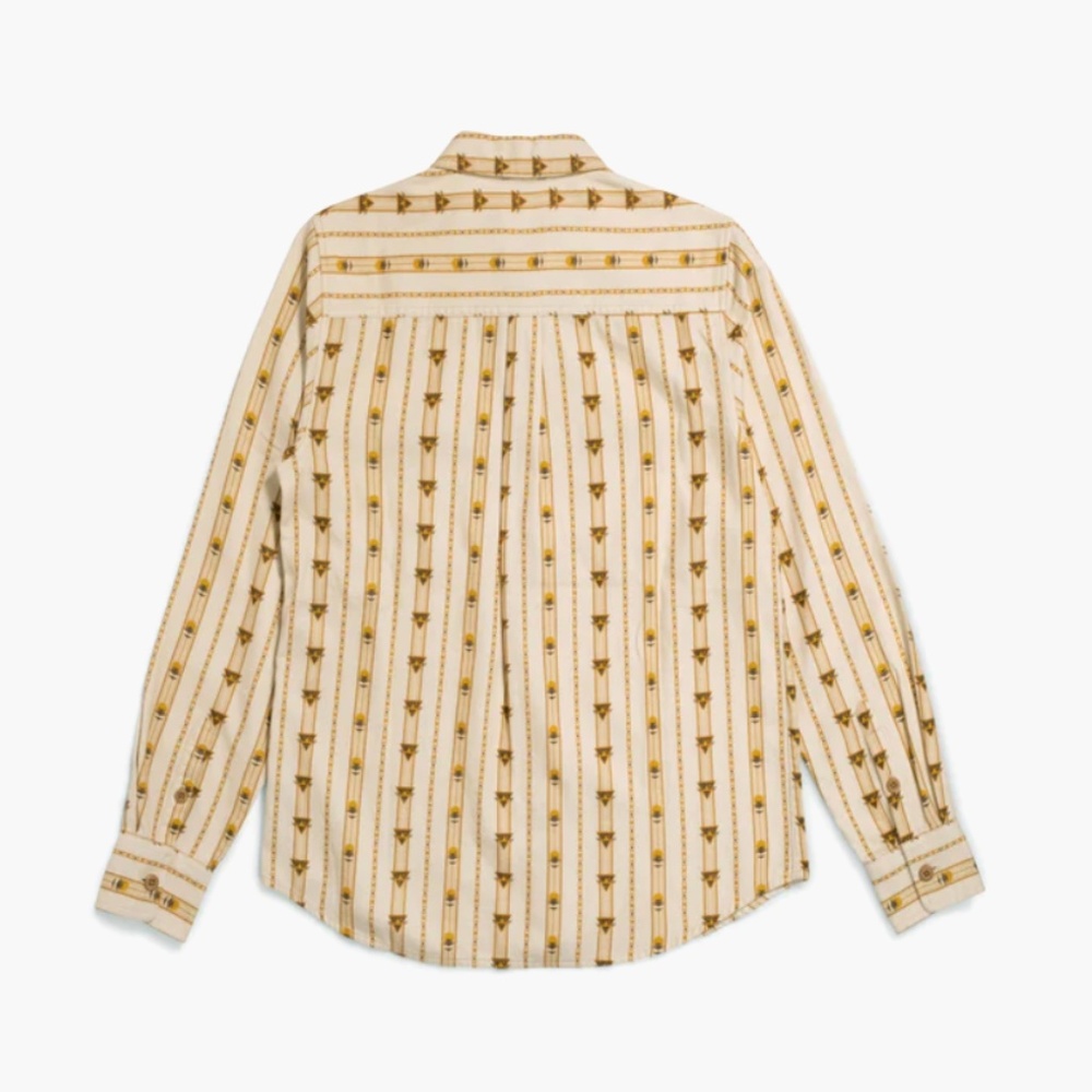 Topo Designs Cream and Gold Striped Button-Up Shirt